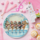 Christmas Cat Skaters, Paper Plate Papieren Bordje (Feest)