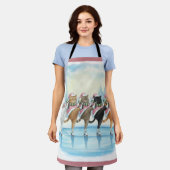 Christmas Cat Skaters Pink, Apron Schort (Gedragen)