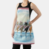 Christmas Cat Skaters Pink, Apron Schort (Insitu)