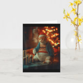 Christmas Cat Smoking Cigarette Meme Gen Z  Kaart (Gele Bloem)