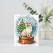 Christmas Cat Snow Globe Postcard Feestdagenkaart (Staand voorkant)