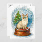 Christmas Cat Snow Globe Postcard Feestdagenkaart (Voorkant / Achterkant)