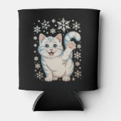 Christmas Cat Snowflakes Kitten Snow Holiday Blikjeskoeler (Voorkant)