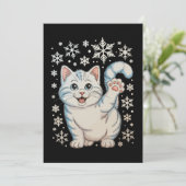 Christmas Cat Snowflakes Kitten Snow Holiday Feestdagenkaart (Staand voorkant)