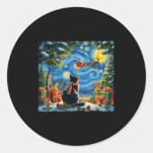 Christmas Cat Starry Night Holiday Van Gogh Xmas S Ronde Sticker (Voorkant)