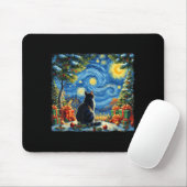 Christmas Cat Starry Night Van Gogh Santa Winter G Muismat (Met muis)