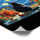Christmas Cat Starry Night Van Gogh Santa Winter G Poster (Hoek)