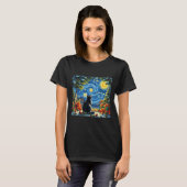 Christmas Cat Starry Night Van Gogh Santa Winter G T-shirt (Voorkant volledig)