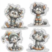 Christmas Cat  Sticker (Voorkant)