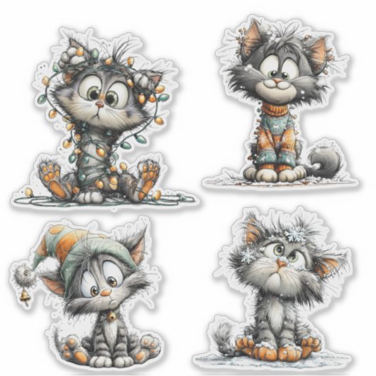 Christmas Cat  Sticker (Voorkant)
