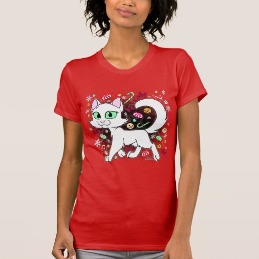 Christmas Cat T-Shirt (Red) (Voorkant)