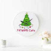 Christmas Cat Theme Gift Ideas Feline Kitten Joke Grote Klok (Huis)