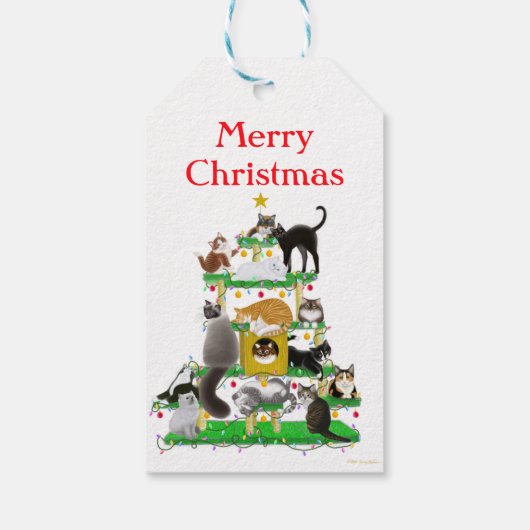 Christmas Cat Tree Gift Labels Cadeaulabel (Achterkant)
