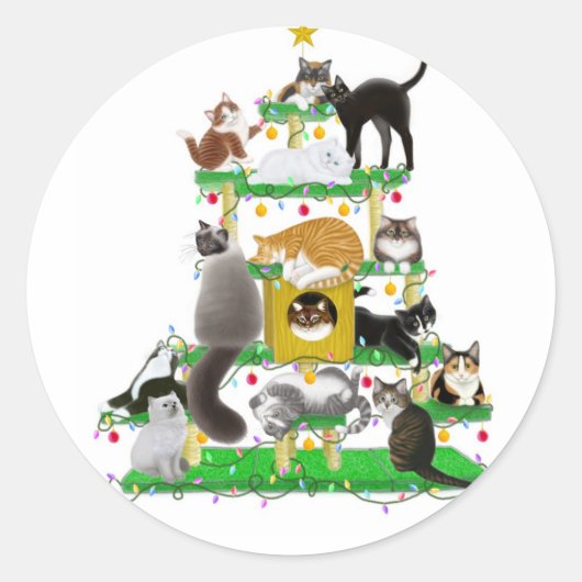 Christmas Cat Tree Sticker (Voorkant)