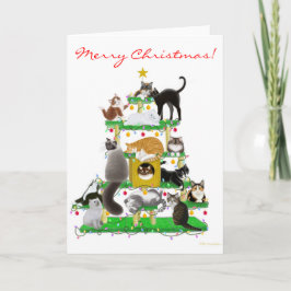 Christmas Cat Tree Wenskaart Feestdagen Kaart