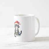 Christmas Cat Tuxedo black cat xmas lights kitty c Koffiemok (Voorkant rechts)