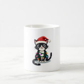 Christmas Cat Tuxedo black cat xmas lights kitty c Koffiemok (Center)