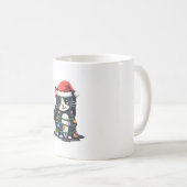 Christmas Cat Tuxedo black cat xmas lights kitty c Koffiemok (Voorkant rechts)