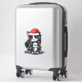 Christmas Cat Tuxedo black cat xmas lights kitty c Sticker (Koffer)