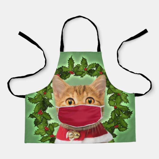 Christmas Cat with coronavirus mask Schort (Voorkant)