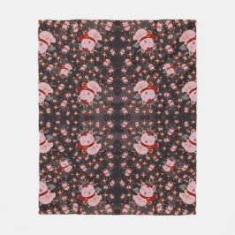 Christmas Cat With Santa Hat Fleece Deken