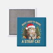 Christmas Cat With Santa Hat Holiday Funny Xmas Pa Magneet (Voorkant / Achterkant)