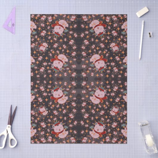 Christmas Cat With Santa Hat Tissuepapier (Craft)