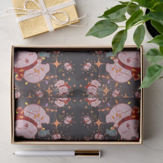 Christmas Cat With Santa Hat Tissuepapier (Geschenk)