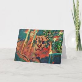 Christmas Cat Wonderment Holiday Kaart