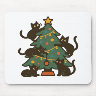 Christmas Cats Around The Tree Holiday Classic Muismat