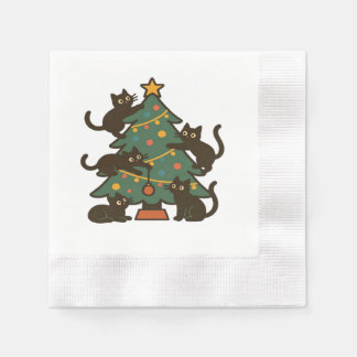 Christmas Cats Around The Tree Holiday Classic Servet