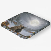 Christmas Cats Cuddling On a Snowy Fence Papieren Bordje (Gebogen)