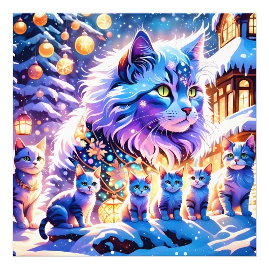 Christmas Cats Display Foto Afdruk (Voorkant)