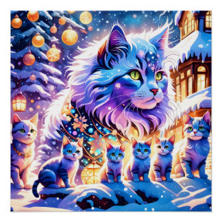 Christmas Cats Display Perfect Poster