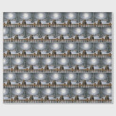 Christmas Cats Embracing On a Snowy Fence Cadeaupapier (Vlak)