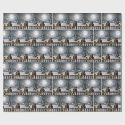 Christmas Cats Embracing On a Snowy Fence Cadeaupapier (Vlak)