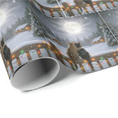 Christmas Cats Embracing On a Snowy Fence Cadeaupapier (Rol Hoek)