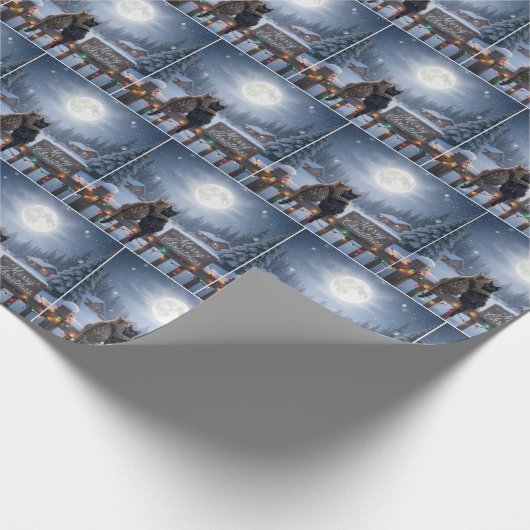 Christmas Cats Embracing On a Snowy Fence Cadeaupapier (Hoek)