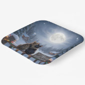 Christmas Cats Embracing On a Snowy Fence Papieren Bordje (Gebogen)