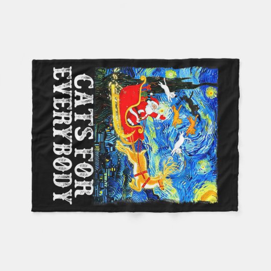 Christmas Cats For Everybody Funny Santa Starry Ni Fleece Deken (Voorkant (Horizontaal))