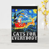 Christmas Cats For Everybody Funny Santa Starry Ni Kaart (Gele Bloem)