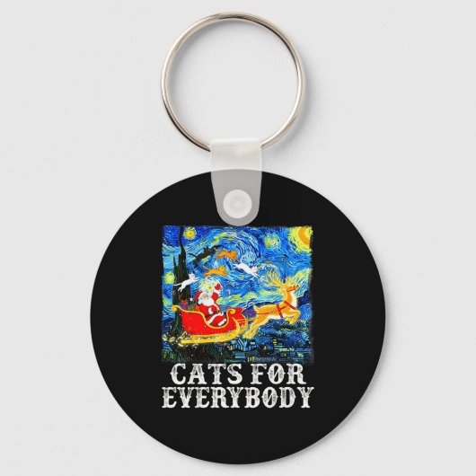 Christmas Cats For Everybody Funny Santa Starry Ni Sleutelhanger (Voorkant)