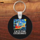 Christmas Cats For Everybody Funny Santa Starry Ni Sleutelhanger (Voorkant)