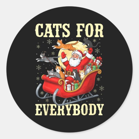 Christmas Cats For Everybody Santa Lover Holiday  Ronde Sticker (Voorkant)