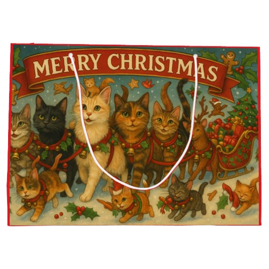 "Christmas Cats" Gift Bag Groot Cadeauzakje (Achterkant)