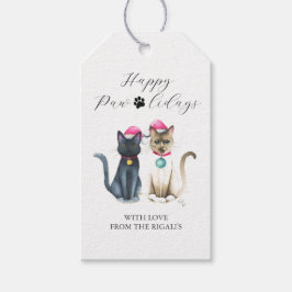 Christmas Cats Gift Labels gepersonaliseerd Cadeaulabel