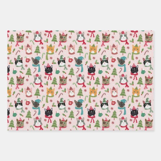 Christmas Cats Gift Wrap Inpakpapier Vel (Voorkant)