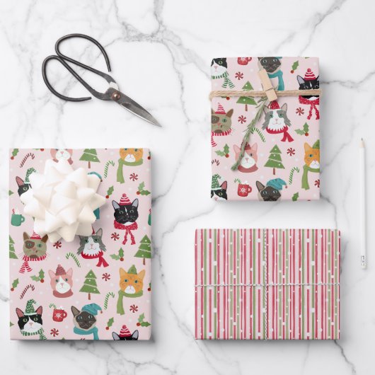 Christmas Cats Gift Wrap Inpakpapier Vel (Voorkant)