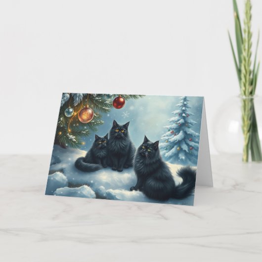 Christmas Cats Groeten Kaart (Voorkant)