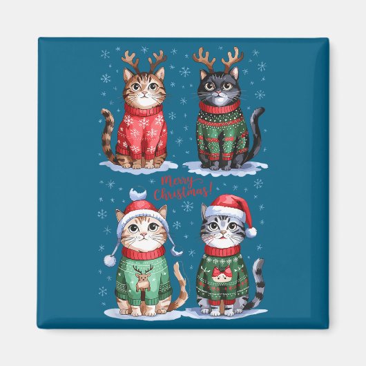 Christmas Cats _ Merry Christmas Cats Graphic  Magneet (Voorkant)